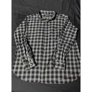 Ralph Lauren Classic Fit Plaid Button Down Shirt Mens XXL Navy Blue White Pony